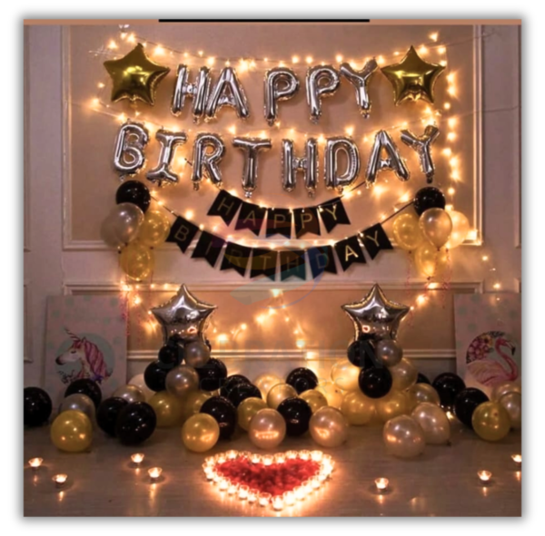Golden And Back Birthday Decorations