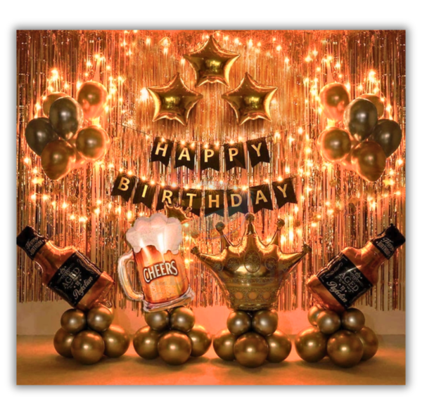 Golden drinks theme Birthday Decorations