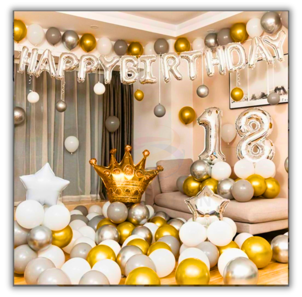 Silver birthday decoration